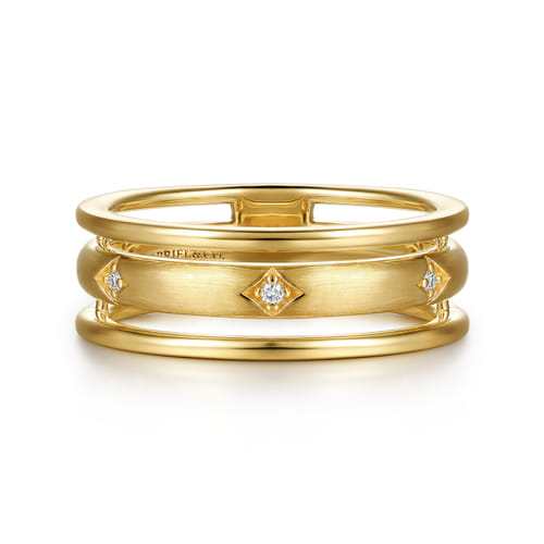 Gabriel & Co.14K Yellow Gold Diamond Station Easy Stackable Ring