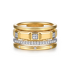 Gabriel & Co.14K White & Yellow Gold Diamond and Half Cube Easy Stackable Ring