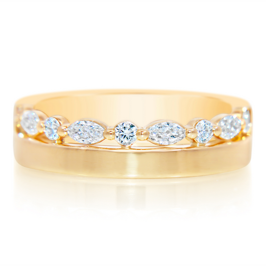 14K Yellow Gold Half Anniversary Diamond Band