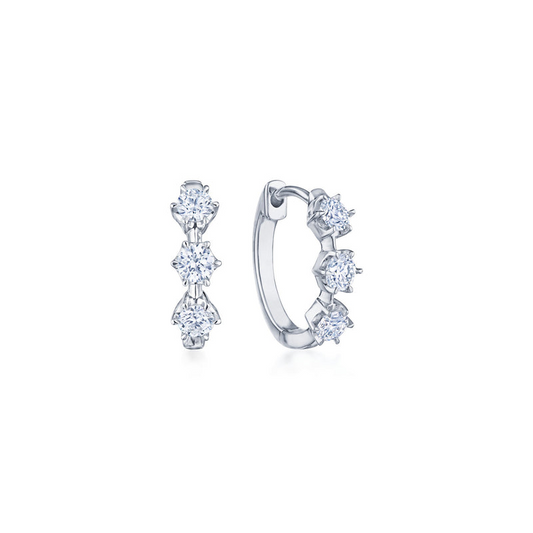KWIAT 18K White Gold Diamond Starry Night Petite Hoop Earrings