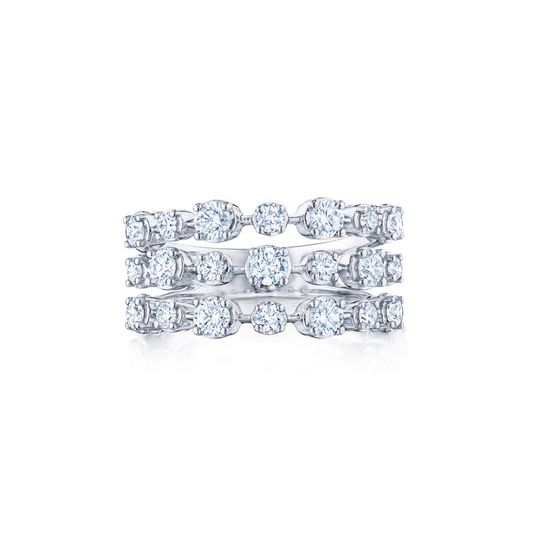 KWIAT 18K White Gold Diamond Starry Night Three Row Ring