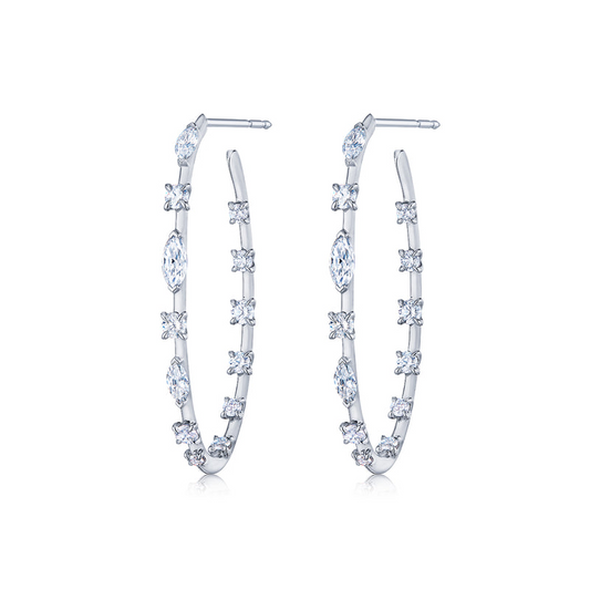 KWIAT 18K White Gold Diamond Starry Night Hoop Earrings