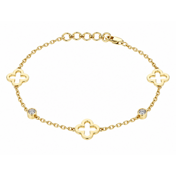 Allison Kaufman 14K Yellow Gold Clover Station and Bezel-Set Diamond Bracelet