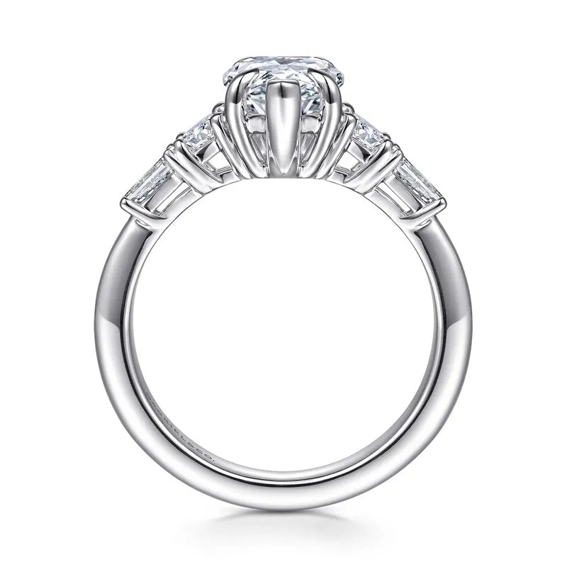 Gabriel & Co. 14K Pear Shape Diamond Semi-Mount Engagement Ring with 1.50 ct. Cushion Natural Diamond
