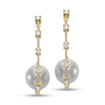 Mastoloni 18K Yellow Gold Pearl and Diamond Accent Hoops