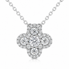 18K White Gold Clover Diamond Pendant with Chain