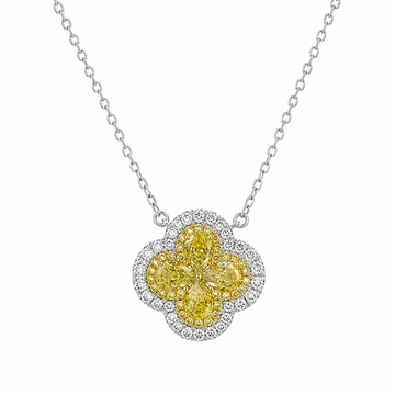 14K Two-Tone Diamond Clover Pendant with Chain