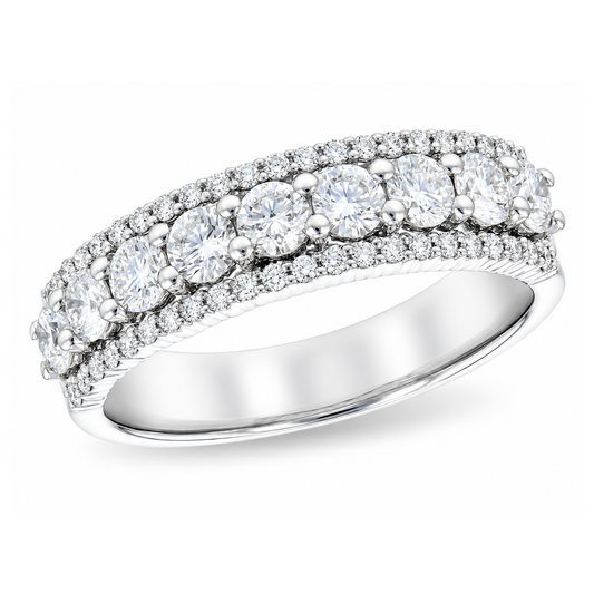 Allison Kaufman 14K White Gold 3-Row 1 Carat Diamond Wedding Ring
