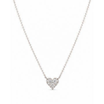 18K White Gold 1/2 Carat Diamond Heart Pendant and Chain