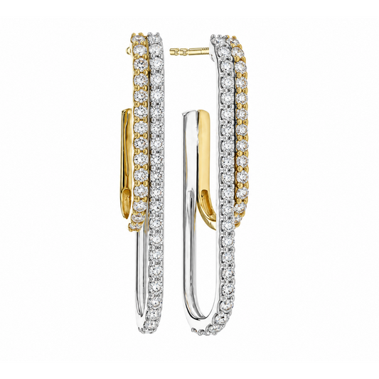 Allison Kaufman 14K Two-Tone J-Shaped Diamond Earrings