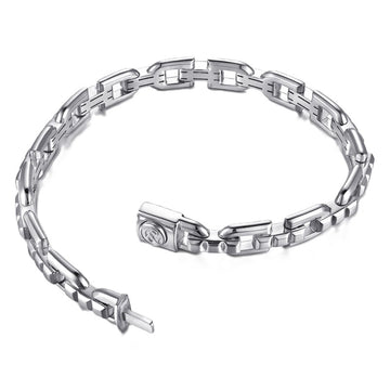 Gabriel & Co. Sterling Silver Men's 8mm Cylindrical Mix Link Chain Bracelet