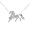 18K White Gold Diamond Horse Pendant with Chain