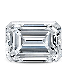 Face up view of an emerald cut diamond