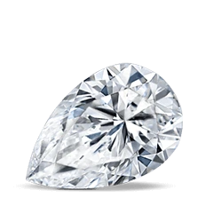 Face up view of a pear cut diamond