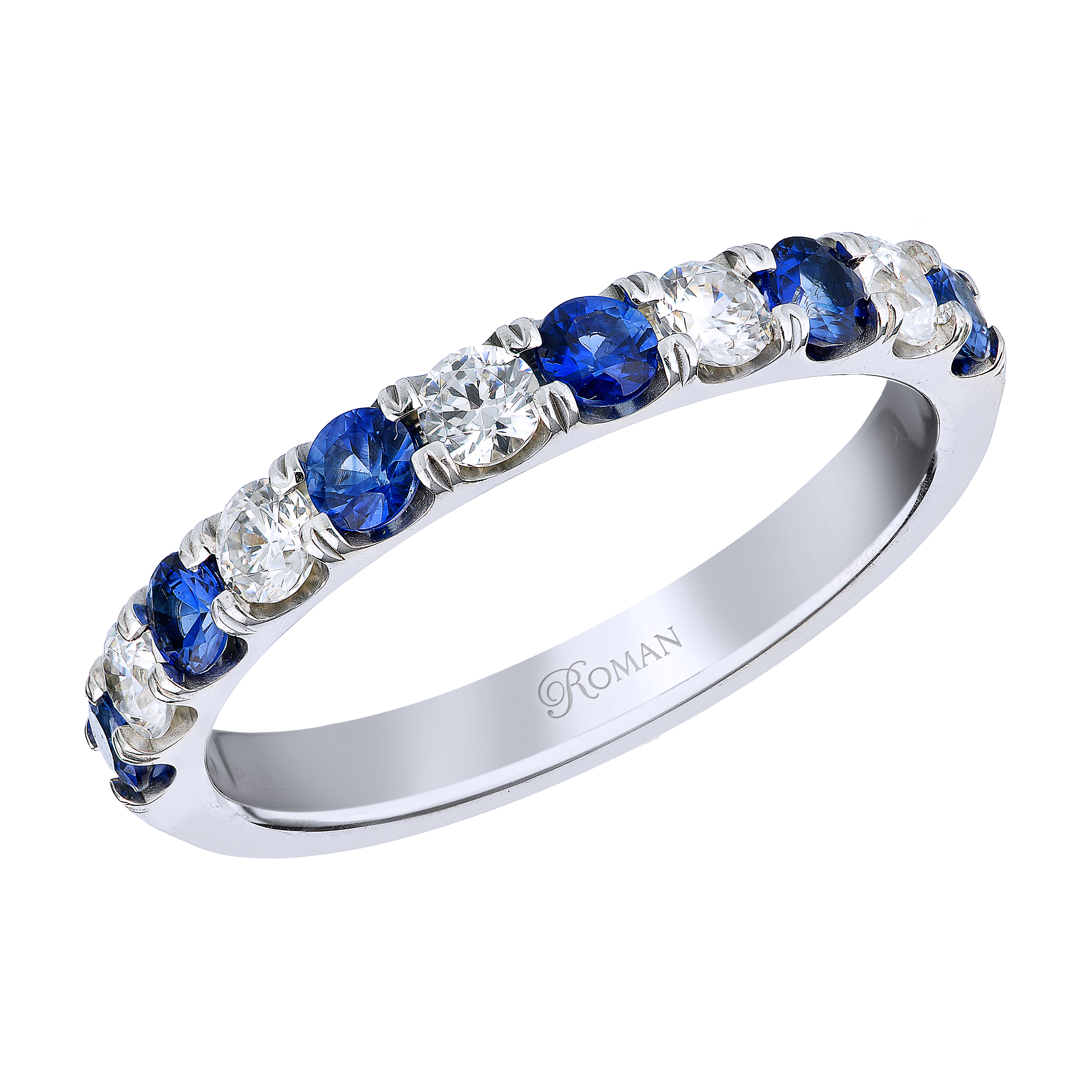 Alternating Diamond and Sapphire Ring