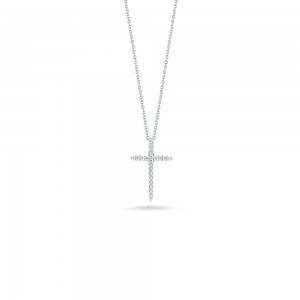 Roberto Coin 18K White Gold Tiny Treasures Cross Diamond Pendant Necklace
