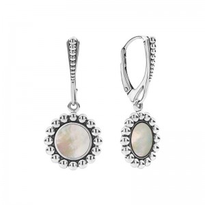 Lagos Sterling Silver Maya Circle Drop 36x9mm Earrings