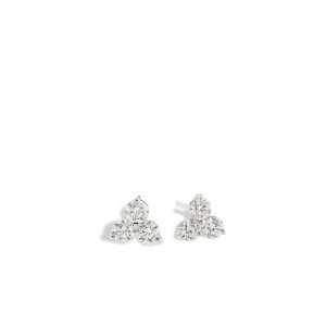 Roberto Coin 18K Yellow Gold 3 Stone Cluster Stud Earrings with 3 Round Diamonds 0.55 TCW G-H SI