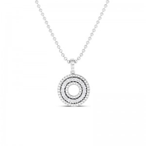 Robero Coin 18K White Gold and Diamond Siena Diamond Circle 17MM Necklace