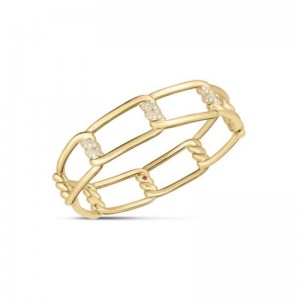Roberto Coin 18K Yellow Gold Cialoma Bangle Bracelet 48X58mm with Round Diamonds 0.38 TCW G-H SI
