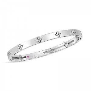 Roberto Coin18K White Gold Love In Verona Diamond 48X58 Bangle Bracelet with Round Diamonds 0.15 CTW G-H SI