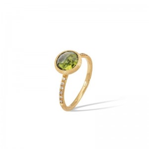 Marco Bicego 18K Yellow Gold Jaipur Ring with 1 Round Peridot & 12 Round Diamonds .09 Tcw F-G VS