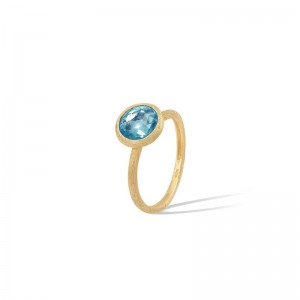 Marco Bicego 18K Yellow Gold Jaipur Ring with 1 Round Blue Topaz Size 7