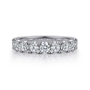 Gabriel & Co. 14K White Gold Anniversary Band with 11 Round Diamonds 1.50 Tcw G-H SI2 Size 6.5