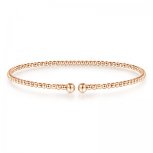 Gabriel & Co. 14K Rose Gold Bujukan Beaded Split Bangle Bracelet