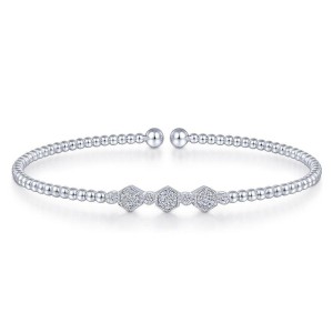 GABRIEL & CO 14K WHITE GOLD BUJUKAN BEAD CUFF BRACELET