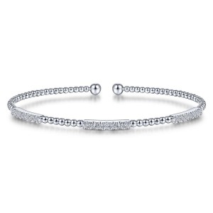 Gabriel & Co. 14K White Gold Bujukan Diamond Stations Bangle with Round Diamonds 0.44 Tcw H-I SI2