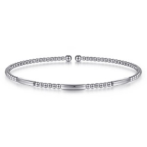 Gabriel & Co. 14K White Gold Bujukan Bead Open Bangle Bracelet