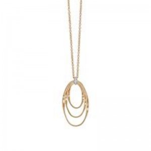 Marco Bicego 18K Yellow and White Gold Marrakech Onde Collection Diamond Concentric Small Pendant Necklace