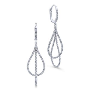 Gabriel & Co. 14K White Gold Hampton Layered Open Teardrop Diamond Drop Earrings