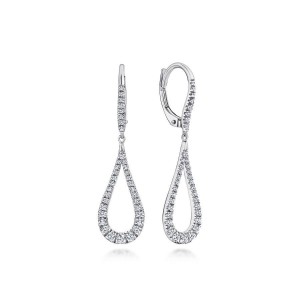 Gabriel & Co. 14K White Gold Contoured Pear Shaped Diamond Drop Earrings