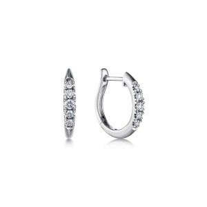 Gabriel & Co. 14K White Gold Classic ROund 15mm Diamond Huggies