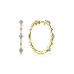 Gabriel & Co. 14K Yellow Gold Lusso Prong Set 20mm Round Classic Diamond Hoop Earrings