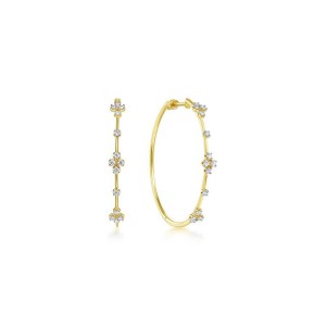 Gabriel & Co. 14K Yellow Gold Prong Set 40mm Round Classic Diamond Hoop Earrings