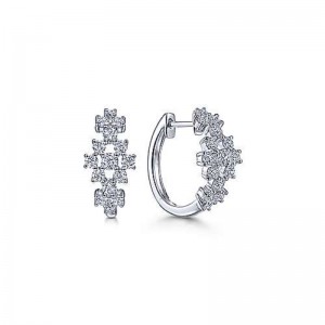 Gabriel & Co. 14K White Gold Lusso 15mm Diamond Huggies Earrings