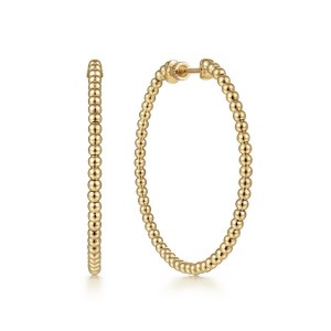 Gabriel & Co. 14K Yellow Gold 40M Beaded Round Hoop Earrings