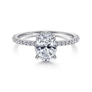 Gabriel & Co. 14K White Gold Classic Semi Mount with 38 Round Diamonds 0.28 Tcw G-H SI2