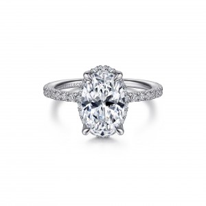 Gabriel & Co 14K White Gold Diamond Semi Mount with  Round Diamonds 0.37 Tcw G-H SI2   Size 6.5