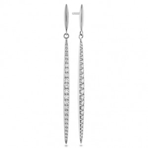 Hearts on Fire 18K White Gold Classic Stilletos Earrings with 46 Round Diamonds 0.86 Tcw G-H VS-SI