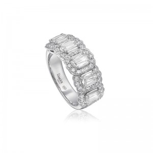 Christopher Designs 18K White Gold Diamond Anniversary Band with 5 Crisscut Diamonds 2.06 CTW E VS and 54 Round Diamonds 0.52 CTW G SI1