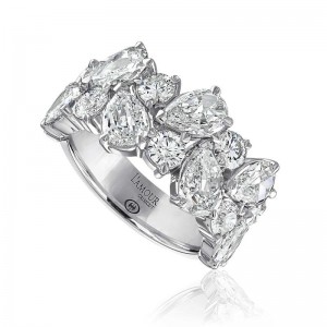 Christopher Design 18K White Gold Half Anniversary Band with 10 CrissCut L'Amour Pear Shape Diamonds 2.30 Tcw & 10 Criss Cut Round Diamonds 0.80 Tcw E VS