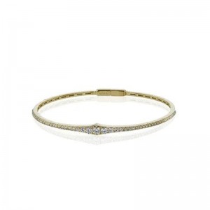 18K Yellow Gold Bangle with 53 Round Diamonds 0.84 Tcw G-H VS2-SI1