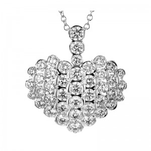 Simon G. 18K White Gold Diamond Heart Pendant Necklace 19