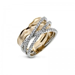 Simon G 18K White & Yellow Gold Ring with 67 Round Diamonds 0.44 Tcw G-H VS2-SI1