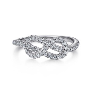 Gabriel & Co. 14k White Gold Lusso Twisted Diamond Knot Eternity Ring with 44 Round Diamonds 0.41 CTW G-H SI2