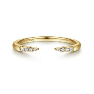 Gabriel & Co. 14K Yellow Gold Stackable Open Diamond Tipped Ring